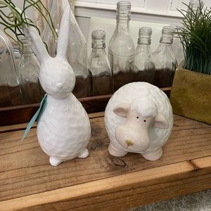 EASTER “DIMPLED DUO” MARTHA STEWART WHITE BUNNY & WHITE DIMPLED SHEEP